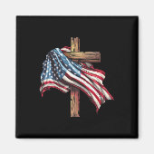 Amerikaanse vlag Christelijk Kruis Jezus 4 juli Magneet (Voorkant)