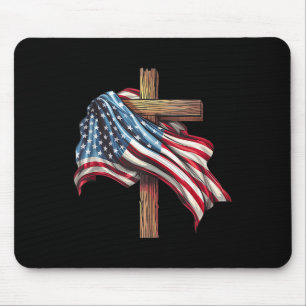Amerikaanse vlag Christelijk Kruis Jezus 4 juli Muismat