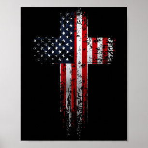 Amerikaanse Vlag Christelijk Kruis  Poster