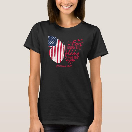 Amerikaanse vlag Christelijke Bijbel Verse 4e T-shirt (Voorkant)