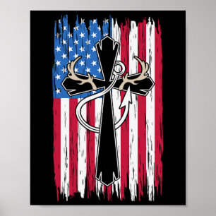 Amerikaanse vlag Christelijke jacht Gevist minnaar Poster