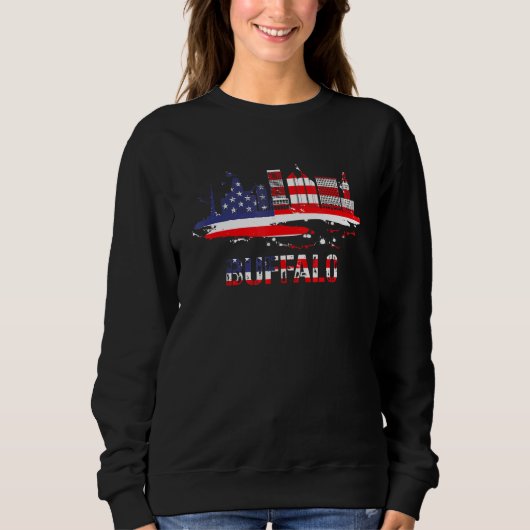 Amerikaanse vlag Cityscape Buffalo Skyline Trui (Voorkant)