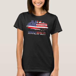 Amerikaanse vlag Cityscape Minneapolis Minnesota T-shirt