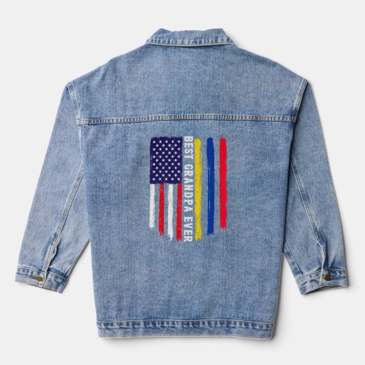 Amerikaanse vlag & Colombiaanse vlag beste opa ooi Denim Jacket (Achterkant)
