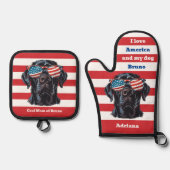 Amerikaanse vlag Cool Mam of Papa van een Labrador Ovenwant & Pannenlap Set (Voorkant)