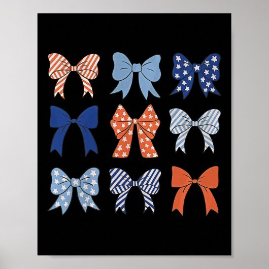 Amerikaanse vlag Coquette Bow and Ribbons Amerikaa Poster (Voorkant)