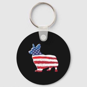 Amerikaanse vlag Corgi Pet Hondenliefhebbers 4 jul Sleutelhanger
