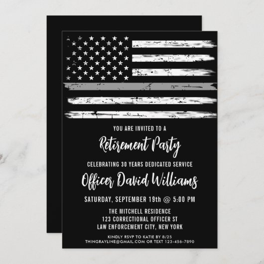 Amerikaanse Vlag Correctiefunctionaris Pensioen Kaart (Voorkant / Achterkant)