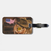Amerikaanse vlag Cowboy Pet lasso Bagagelabel (Achterkant horizontaal)