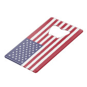 Amerikaanse vlag creditkaart flessenopener (Voorkant Gekanteld)