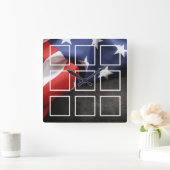 Amerikaanse vlag Creëer Uw aangepaste fotocollage Vierkante Klok (Huis)