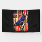 Amerikaanse vlag Cross Jesus Hand Pride Christelij Spandoek (Horizontaal)