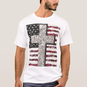 Amerikaanse vlag cross T-Shirt (Voorkant)