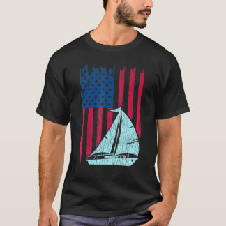  Amerikaanse vlag cruise Sailing Fishi T-shirt