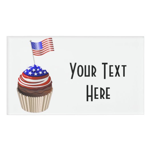 Amerikaanse vlag Cupcakes patroon Naambadge (Voorkant)