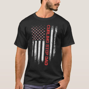 Amerikaanse vlag Curling Step Pap Curler T-shirt