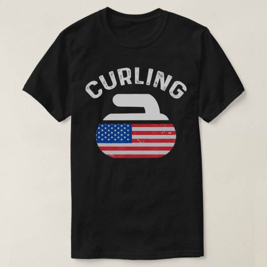 Amerikaanse vlag Curling Stone T-shirt (Design voorkant)