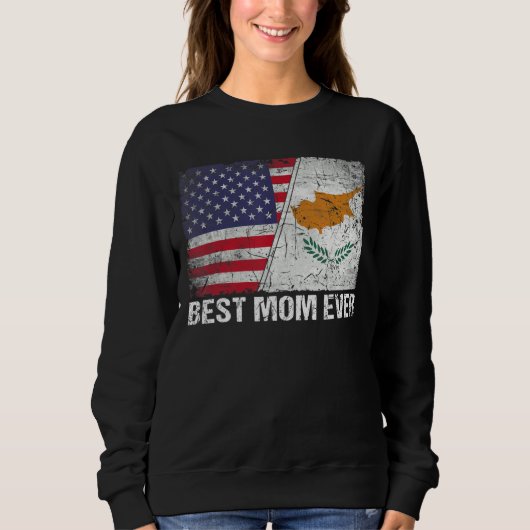 Amerikaanse vlag & Cyprus vlag Beste moeder ooit f Trui (Voorkant)