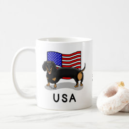 Amerikaanse vlag Dachshund Dachsie (zwart-wit) Koffiemok