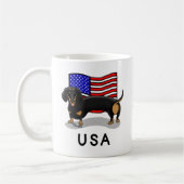 Amerikaanse vlag Dachshund Dachsie (zwart-wit) Koffiemok (Links)
