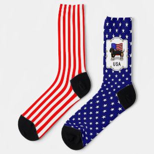 Amerikaanse vlag Dachshund Dachsie (zwart-wit) Sokken