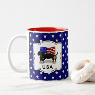 Amerikaanse vlag Dachshund Dachsie (zwart-wit) Tweekleurige Koffiemok