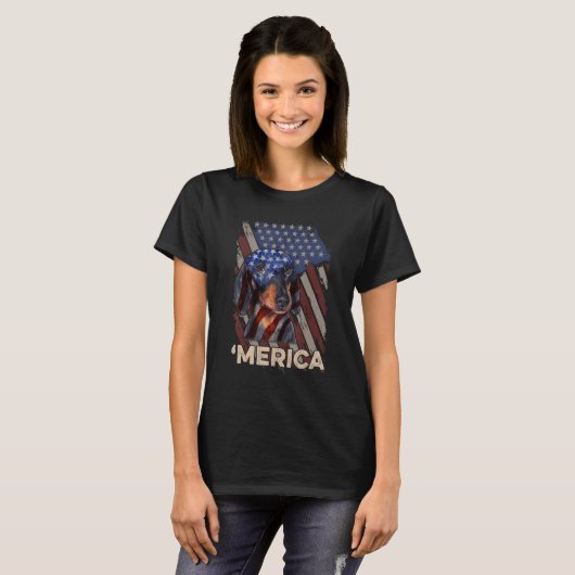 Amerikaanse vlag Dachshund Patriotic Dog 4 juli T-shirt (Voorkant volledig)