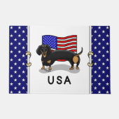 Amerikaanse vlag Dachshund - (zwart-wit) Deurmat (Voorkant)