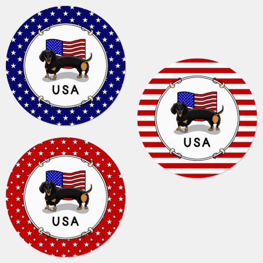 Amerikaanse vlag Dachshund - (zwart-wit) Labels (Groep)