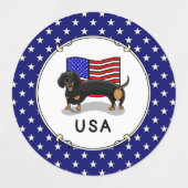 Amerikaanse vlag Dachshund - (zwart-wit) Labels (Design 1)