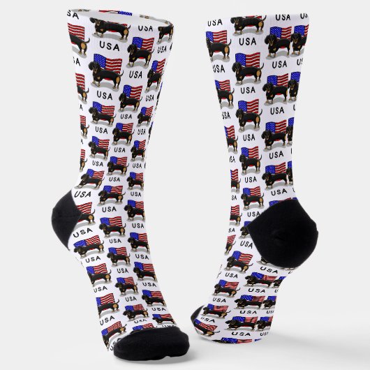 Amerikaanse vlag Dachshund - (zwart-wit) Sokken (Gebogen)