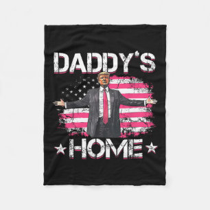 Amerikaanse vlag Daddy's Home Trump 2024 Patriotti Fleece Deken