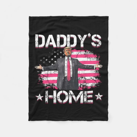Amerikaanse vlag Daddy's Home Trump 2024 Patriotti Fleece Deken (Voorkant)