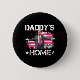 Amerikaanse vlag Daddy's Home Trump 2024 Patriotti Ronde Button 5,7 Cm