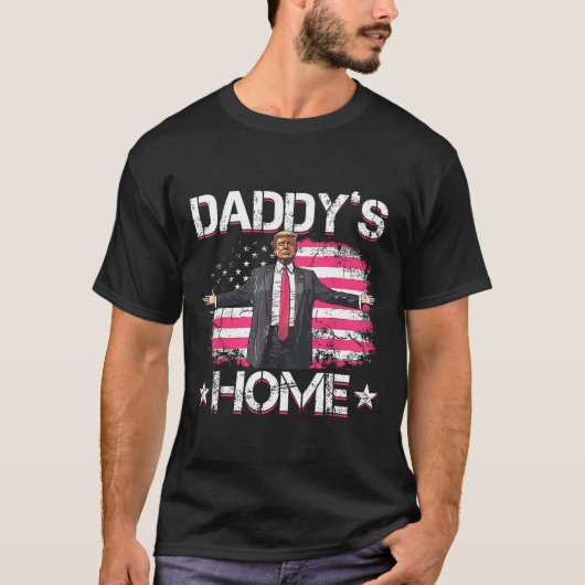 Amerikaanse vlag Daddy's Home Trump 2024 Patriotti T-shirt (Voorkant)