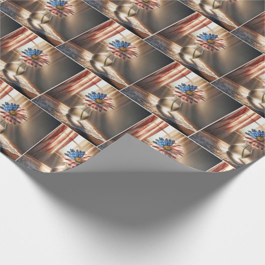 Amerikaanse vlag Daisy in glazen vaas Cadeaupapier (Hoek)