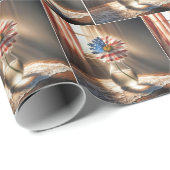 Amerikaanse vlag Daisy in glazen vaas Cadeaupapier (Rol Hoek)