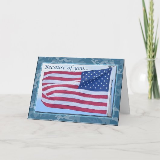 Amerikaanse Vlag Dank Je Soldaat Kaart (Voorkant)
