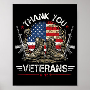 Amerikaanse vlag dank veteranen trots veteranendag poster
