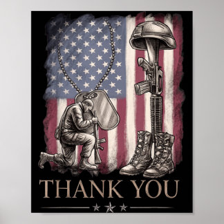 Amerikaanse vlag dank veteranen trots veteranendag poster