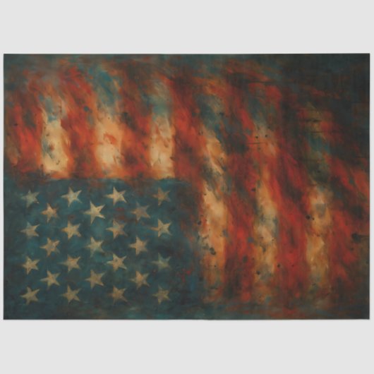 Amerikaanse Vlag Decoupage Papier met Afgeplatte A (Voorkant)