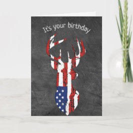 Amerikaanse vlag Deer Birthday Kaart