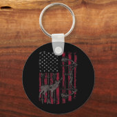 Amerikaanse vlag Deer Bow Hunting Patriotic Distre Sleutelhanger (Voorkant)