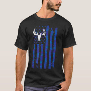 Amerikaanse Vlag Deer Buck Camouflage Hunter T-shirt