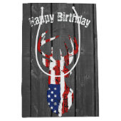Amerikaanse vlag Deer op hout Medium Cadeauzakje (Voorkant)