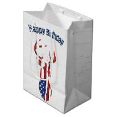 Amerikaanse vlag Deer op hout Medium Cadeauzakje (Voorkant Gekanteld)
