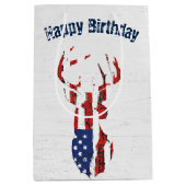 Amerikaanse vlag Deer op hout Medium Cadeauzakje (Voorkant)