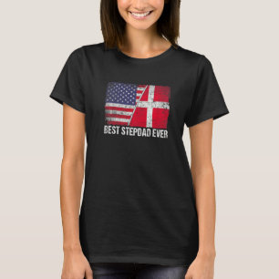 Amerikaanse vlag & Denemarken vlag beste stiefvade T-shirt
