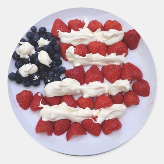 Amerikaanse vlag dessert ronde sticker (Voorkant)