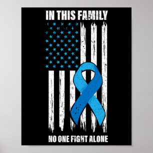 Amerikaanse vlag Diabetes Steun Type 1 Blauw Lint Poster